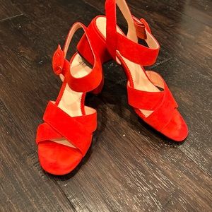 Jcrew red cerise suede shoes, size 9